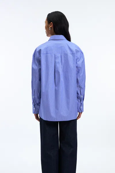A Days March Savona Striped Poplin Shirt In Blue