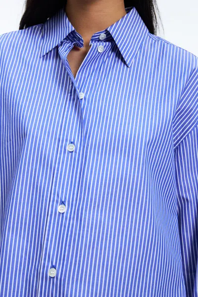 A Days March Savona Striped Poplin Shirt In Blue