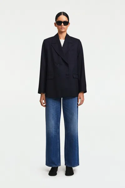 A Days March Inu Double Breasted Wool Blazer In Black