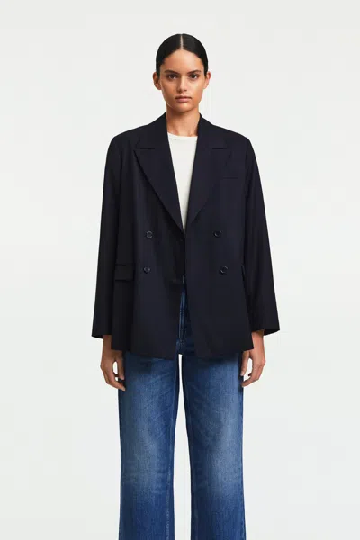 A Days March Inu Double Breasted Wool Blazer In Black