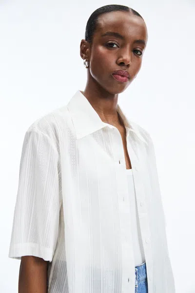 A Days March Teak Structured Cotton Shirt In White