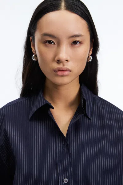 A Days March Mia Short Sleeve Striped Poplin Shirt In Blue