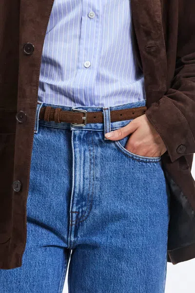 A Days March Devon Slim Suede Belt In Brown
