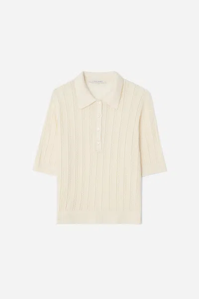 A Days March Hazel Knitted Pointelle Polo Shirt In Neutral
