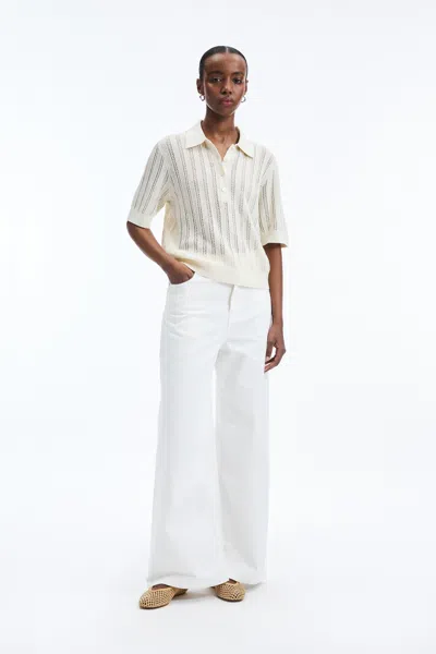 A Days March Hazel Knitted Pointelle Polo Shirt In Neutral