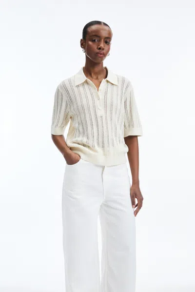 A Days March Hazel Knitted Pointelle Polo Shirt In Neutral