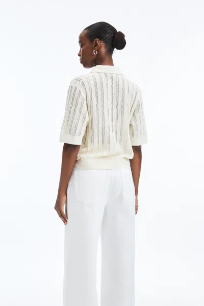 A Days March Hazel Knitted Pointelle Polo Shirt In Neutral