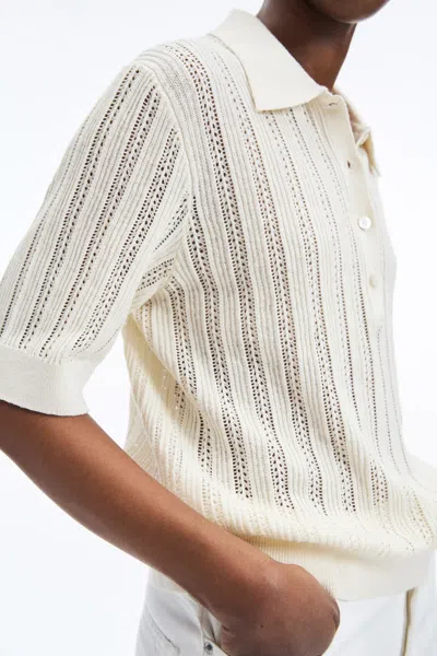 A Days March Hazel Knitted Pointelle Polo Shirt In Neutral
