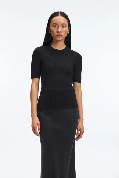 A Days March Josey Structured Knitted T-shirt In Black