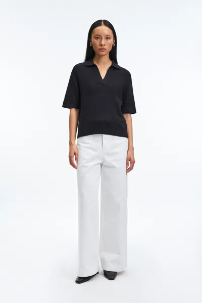 A Days March Lessing Open Collar Polo Shirt In Black