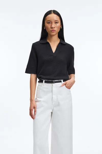 A Days March Lessing Open Collar Polo Shirt In Black