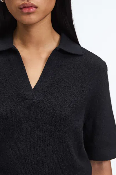A Days March Lessing Open Collar Polo Shirt In Black