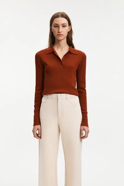 A Days March Epple Ribbed Merino Polo In Brown