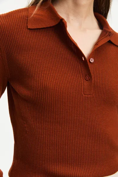 A Days March Epple Ribbed Merino Polo In Brown