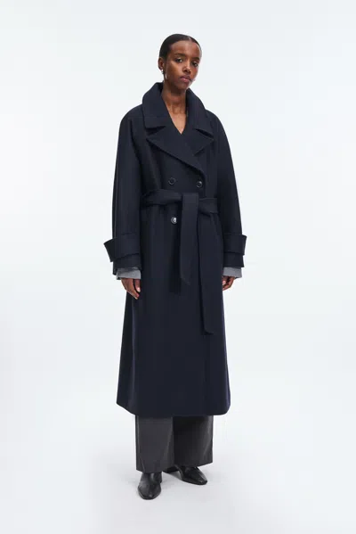 A Days March Chinoe Double Breasted Wool Coat In Blue