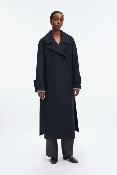 A Days March Chinoe Double Breasted Wool Coat In Blue