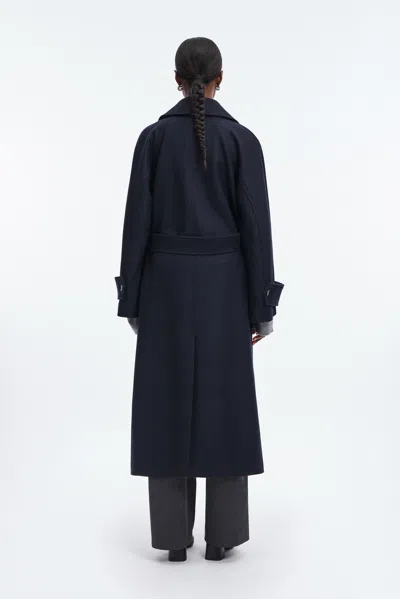 A Days March Chinoe Double Breasted Wool Coat In Blue