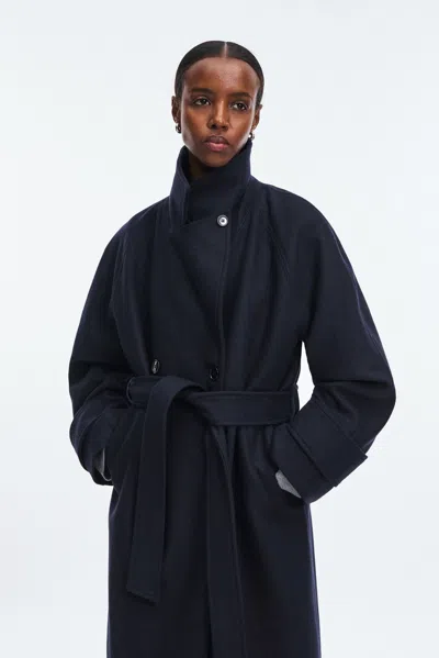 A Days March Chinoe Double Breasted Wool Coat In Blue