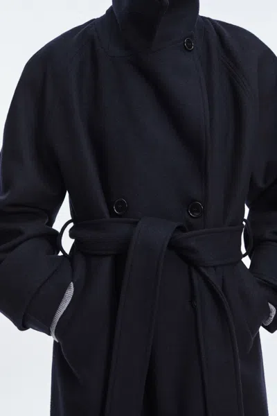A Days March Chinoe Double Breasted Wool Coat In Blue