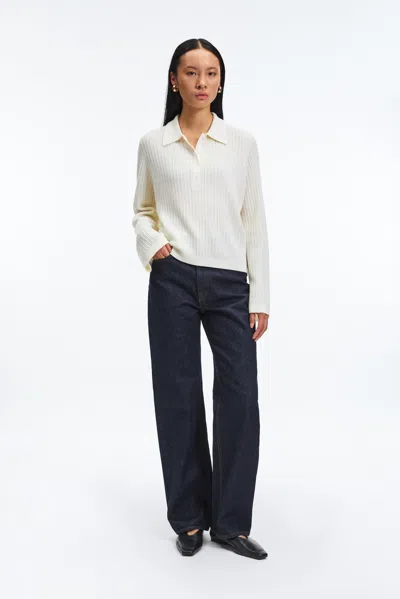 A Days March Clarice Cable Merino Polo Sweater In White