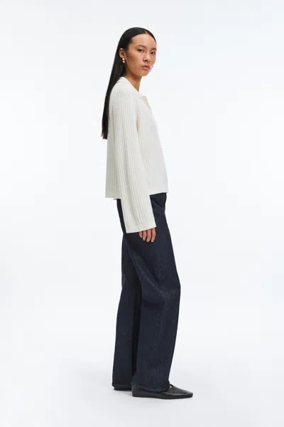 A Days March Clarice Cable Merino Polo Sweater In White