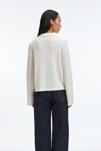 A Days March Clarice Cable Merino Polo Sweater In White