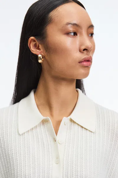 A Days March Clarice Cable Merino Polo Sweater In White