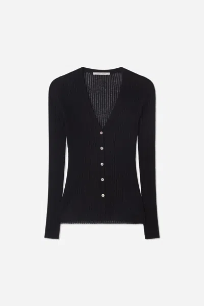 A Days March Kate Sheer Ribbed Cardigan In Black