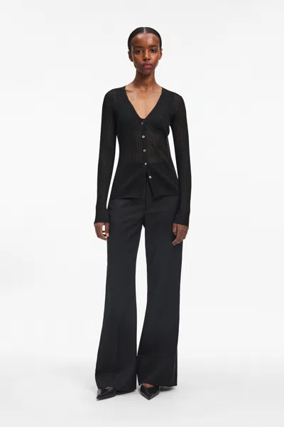 A Days March Kate Sheer Ribbed Cardigan In Black