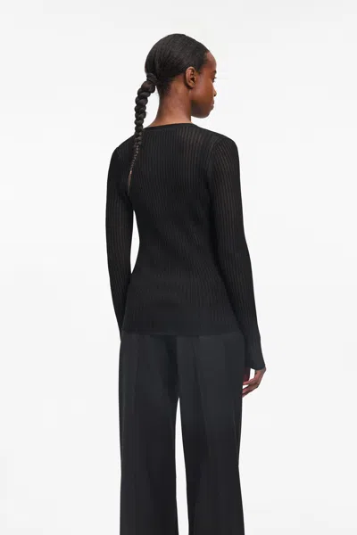 A Days March Kate Sheer Ribbed Cardigan In Black
