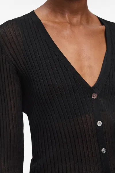 A Days March Kate Sheer Ribbed Cardigan In Black