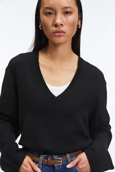 A Days March Celeste V-neck Merino Sweater In Black