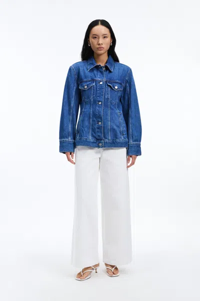 A Days March Luca Waisted Denim Jacket In Blue