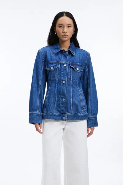 A Days March Luca Waisted Denim Jacket In Blue