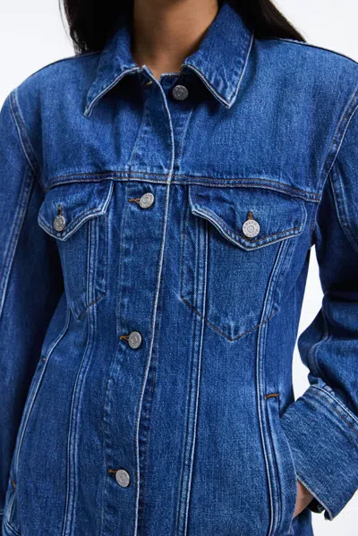 A Days March Luca Waisted Denim Jacket In Blue