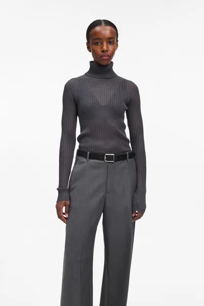 A Days March Amy Sheer Ribbed Rollerneck In Black