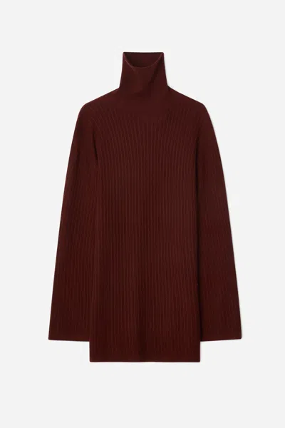 A Days March Detroit Cable Merino Rollerneck Dress In Burgundy
