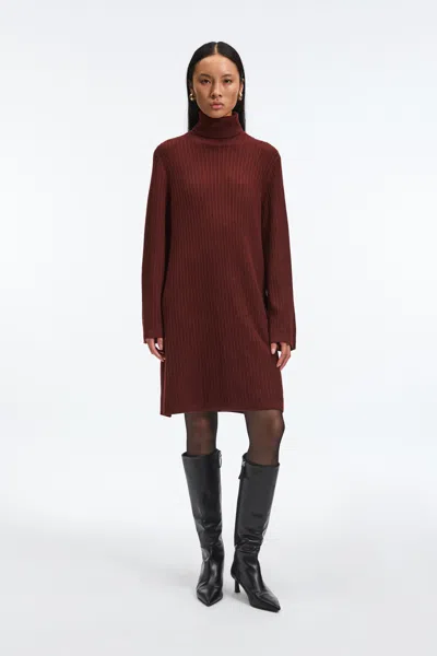A Days March Detroit Cable Merino Rollerneck Dress In Burgundy