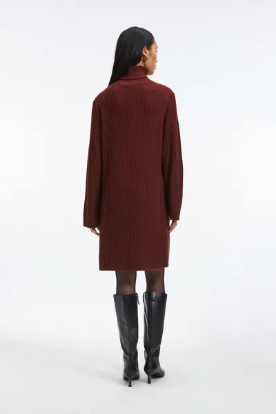 A Days March Detroit Cable Merino Rollerneck Dress In Burgundy