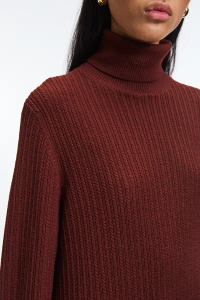A Days March Detroit Cable Merino Rollerneck Dress In Burgundy