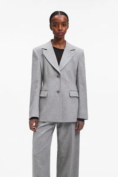 A Days March Liv Waisted Wool Blazer In Gray