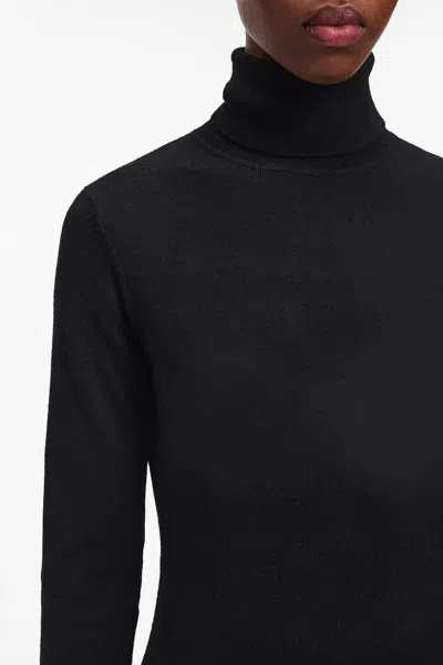 A Days March Dio Merino Rollerneck Dress In Black