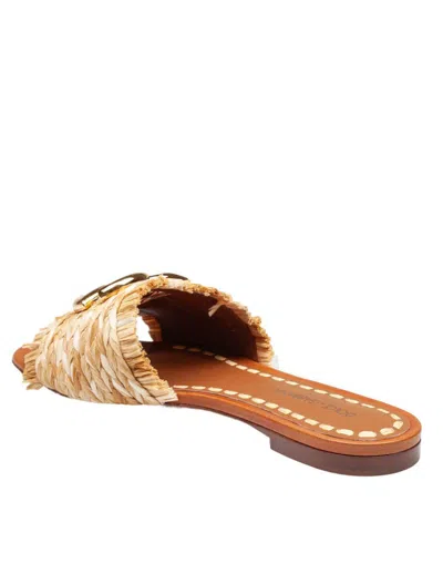 Dolce & Gabbana Raffia Braid Slipper With Fringes In Neutral