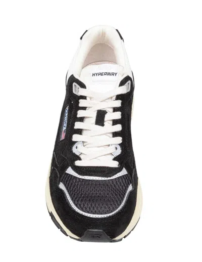 Autry Hyperway Black Low Top Sneakers With Logo Patch On Tongue And Side In Tech Fabric Man In Black