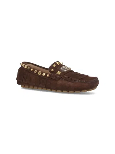 Valentino Moccasins With Studs In Brown