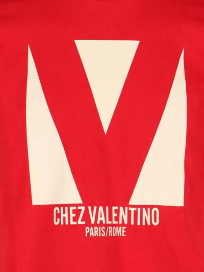 Valentino Crewneck Graphic Print T-shirt Logo In Red