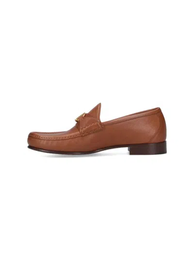 Valentino Garavani Dark Brown Leather Loafers In Brown