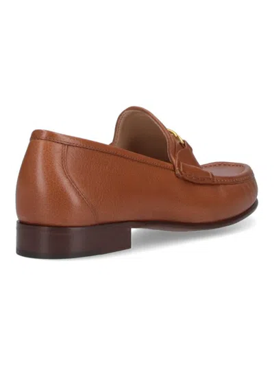 Valentino Garavani Dark Brown Leather Loafers In Brown