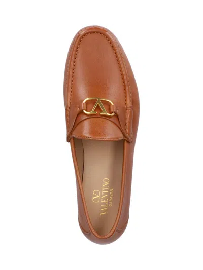 Valentino Garavani Dark Brown Leather Loafers In Brown