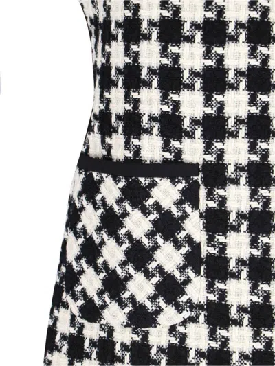 Valentino Embroidered Damier Light Tweed Short Dress In Black
